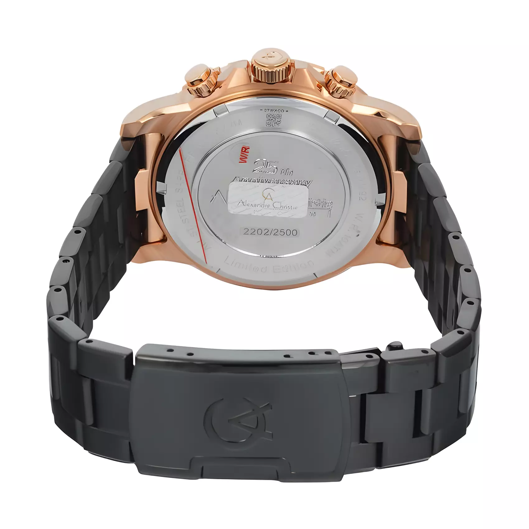 Alexandre Christie 25th ANNIVERSARY Limited Edition - Jam Tangan Chronograph Pria - Black Rose Gold - All Stainless Steel - 6141 XXVMBRBA