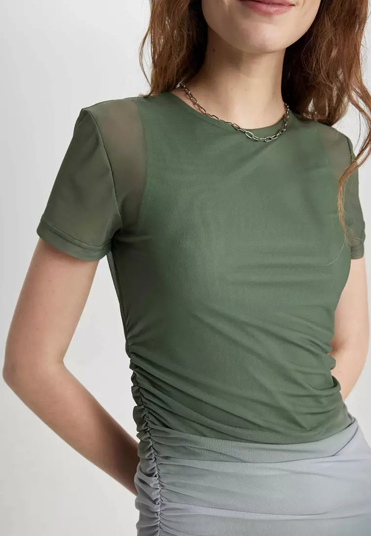 Gathered Tulle Midi Dress