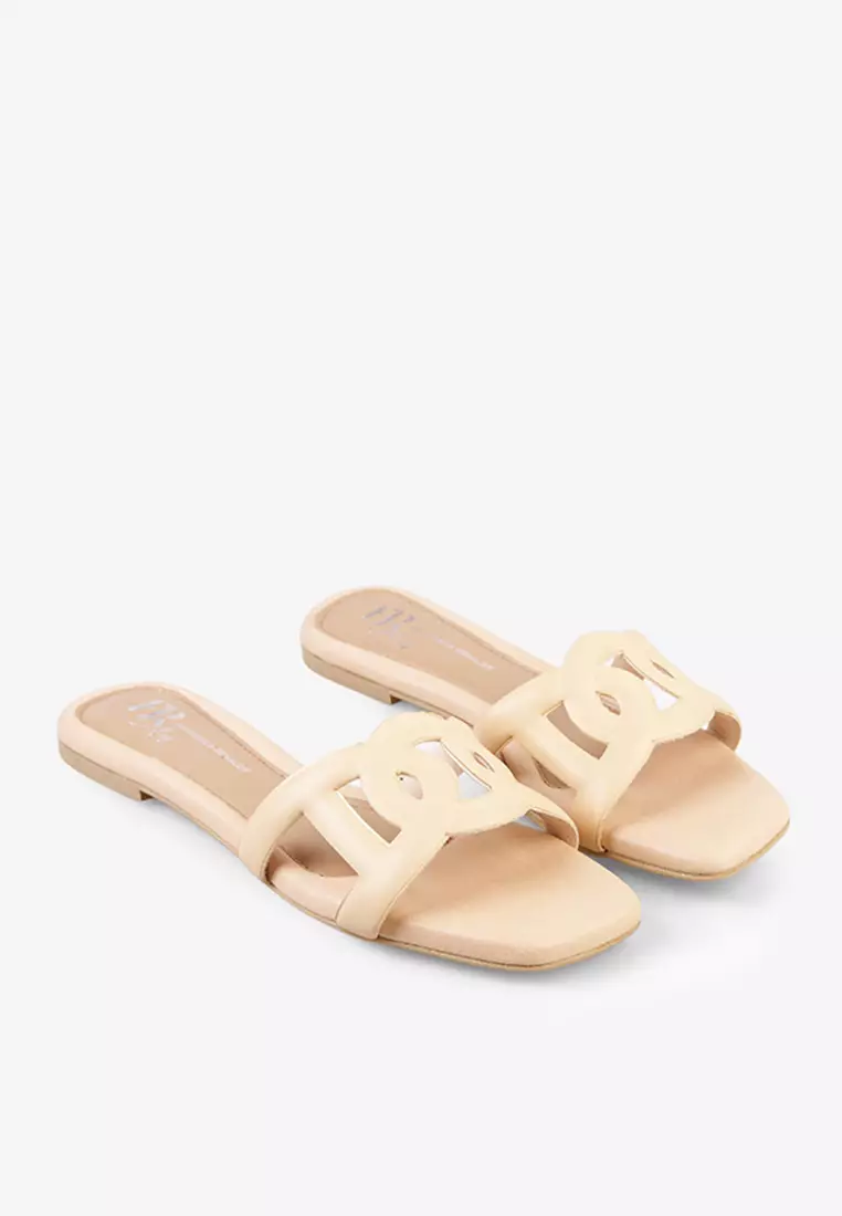Flat Sandal Slip On Wanita Sandals Anti Slip L.Florent 03 Biscuit