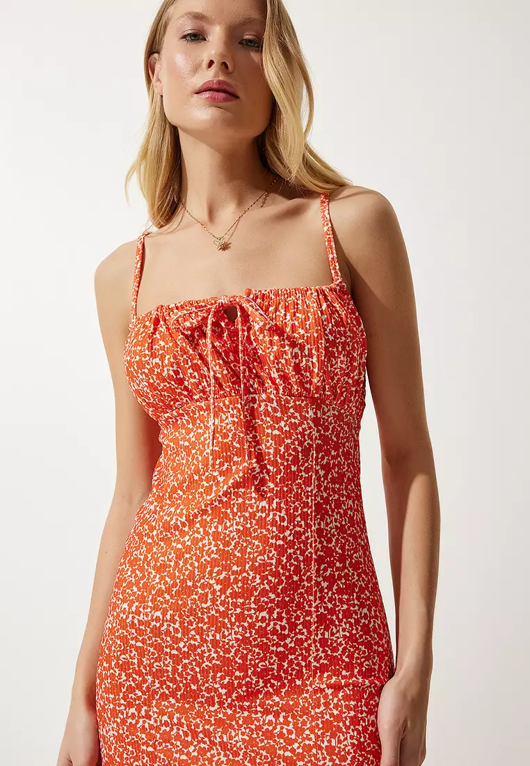 Pattern Slit Midi Dress