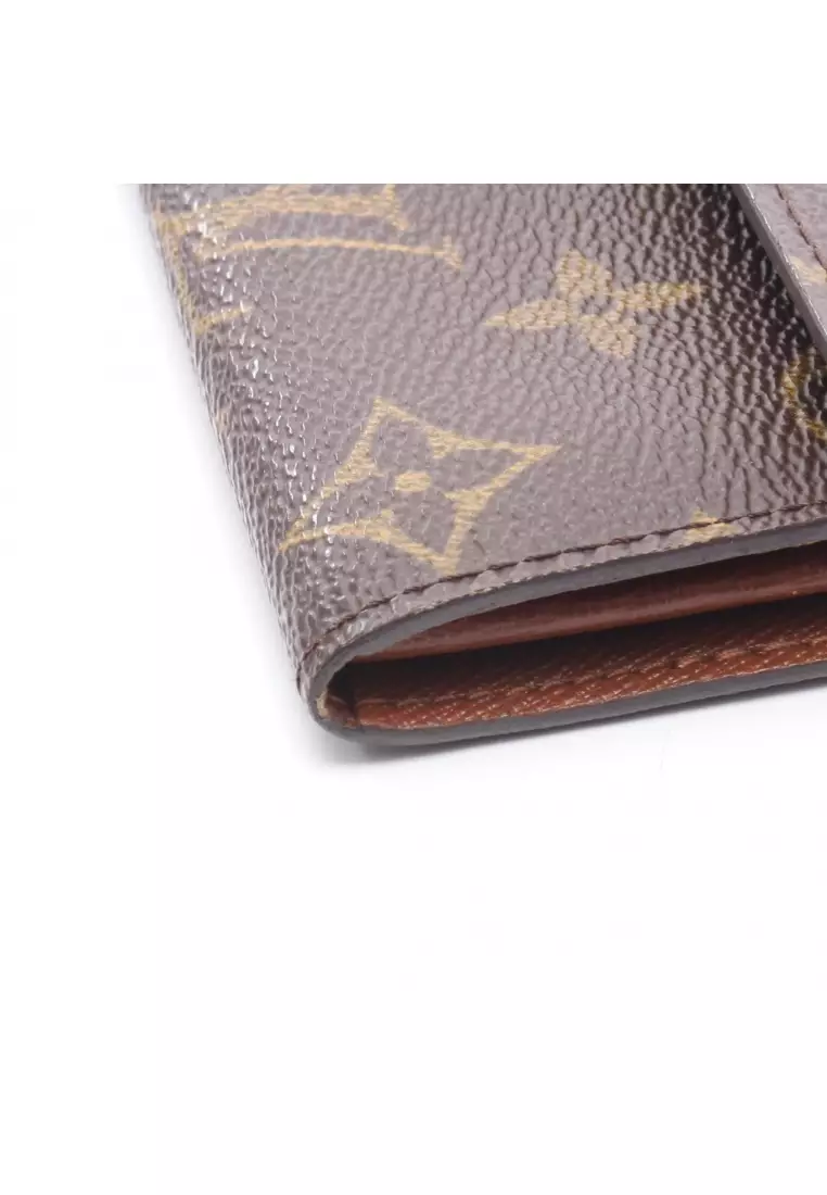 Pre-Loved Louis Vuitton pochette Porte-Monnaie Credit monogram Bi-fold Long Wallet PVC leather Brown