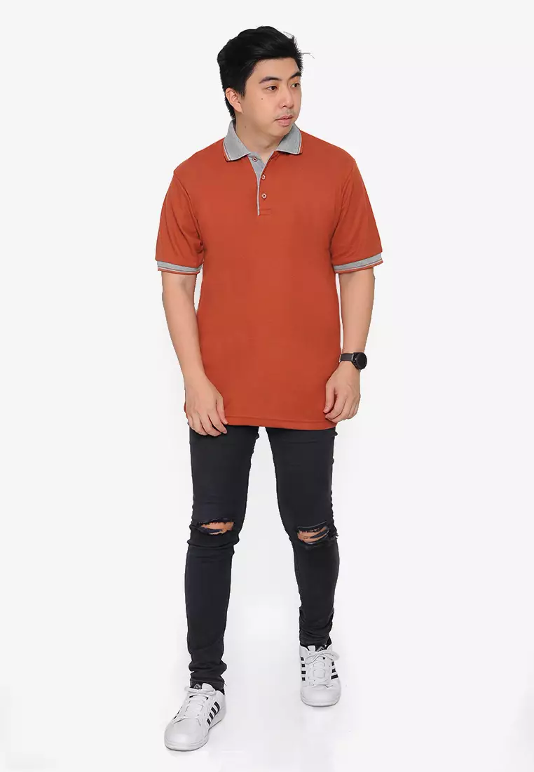 Andre Michel Kaos Polo Shirt Lengan Pendek Kerah Abu Cokelat Bata 933-36