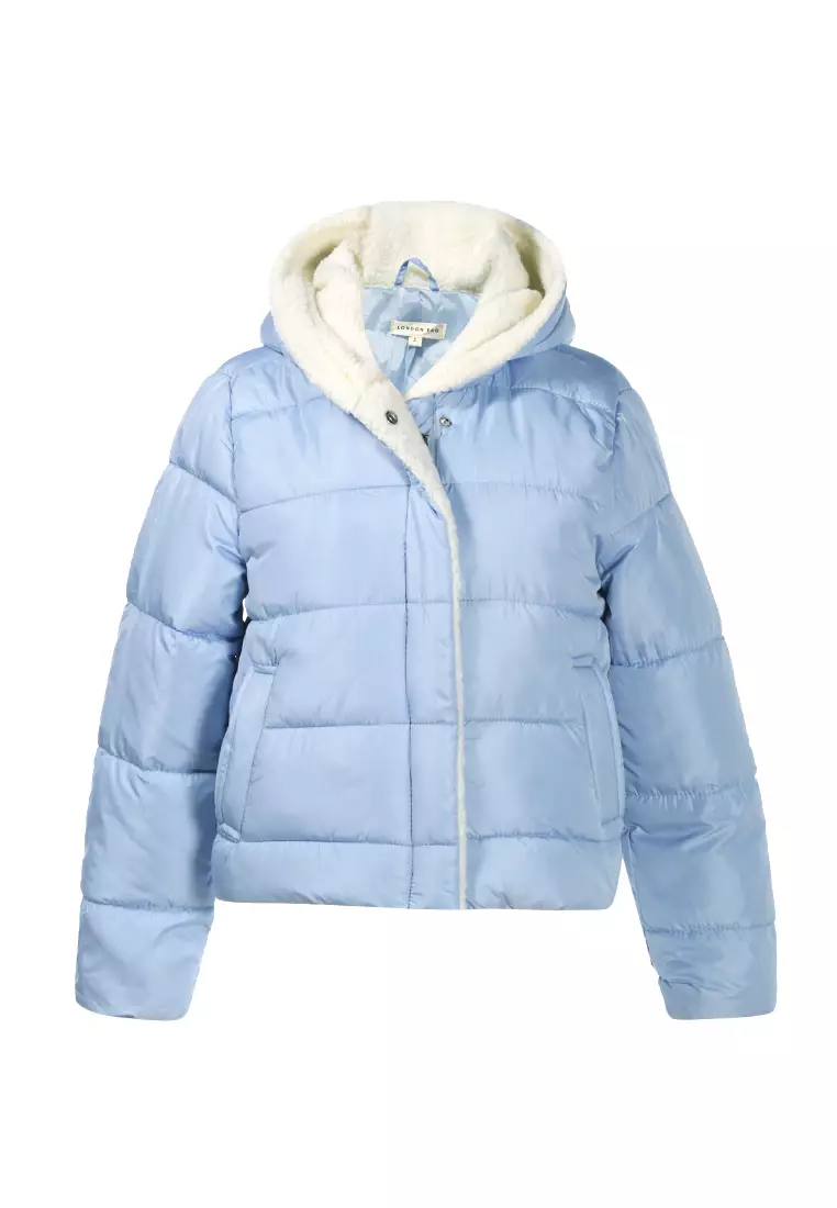 Puffer jacket with discount white fur hood