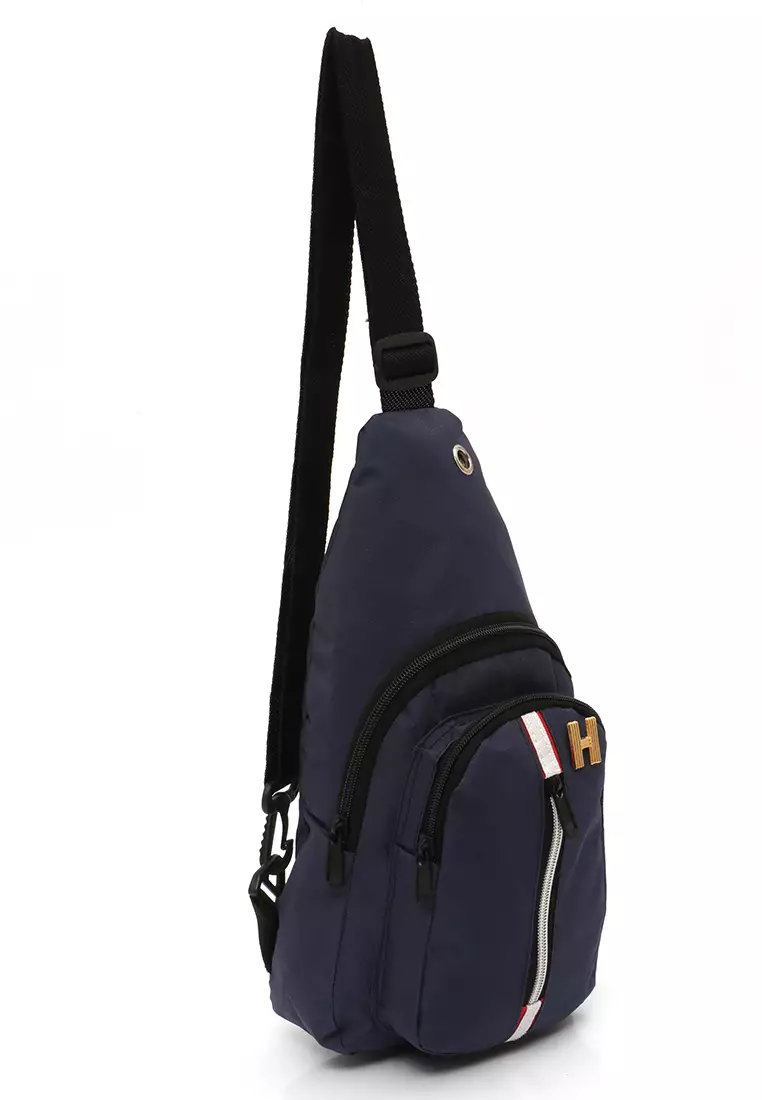 Roger Slingbag Casual Pria Desain Simple Large Storage Material Canvas ORIGINAL - Navy