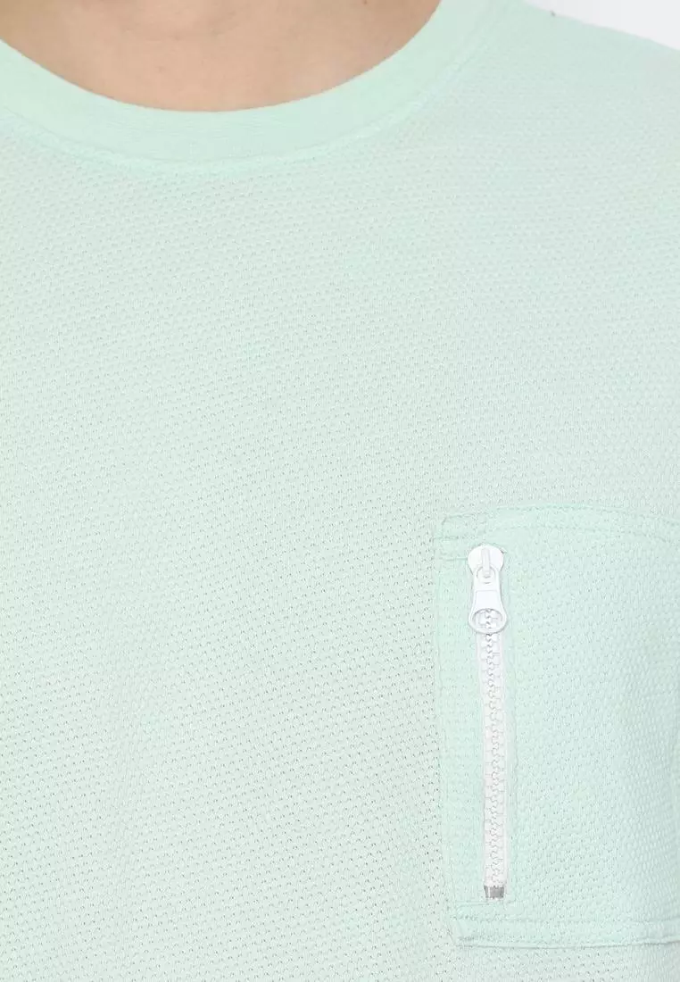 MATSUDA Kaos Polos 24S Texture Honeycomb T Shirt Saku Zipper Koka