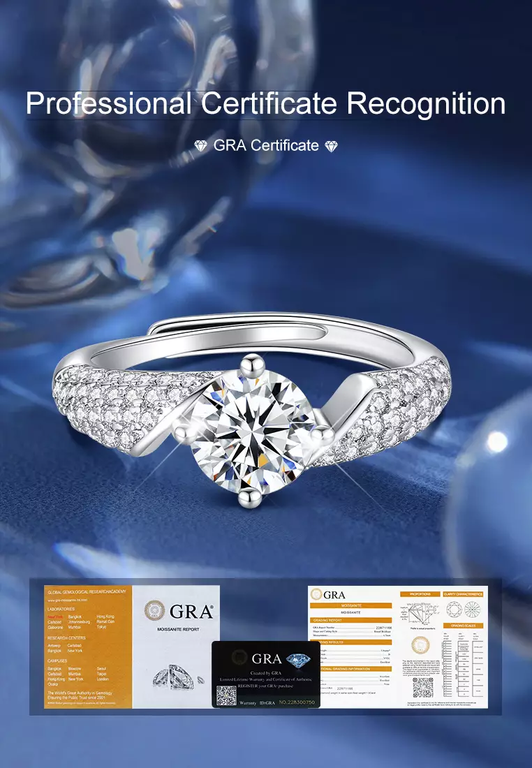 Cincin Wanita Berlian Perhiasan Adjustable Tunangan Anti Luntur Dilapisi Platinum Cincin Cewek COD silver