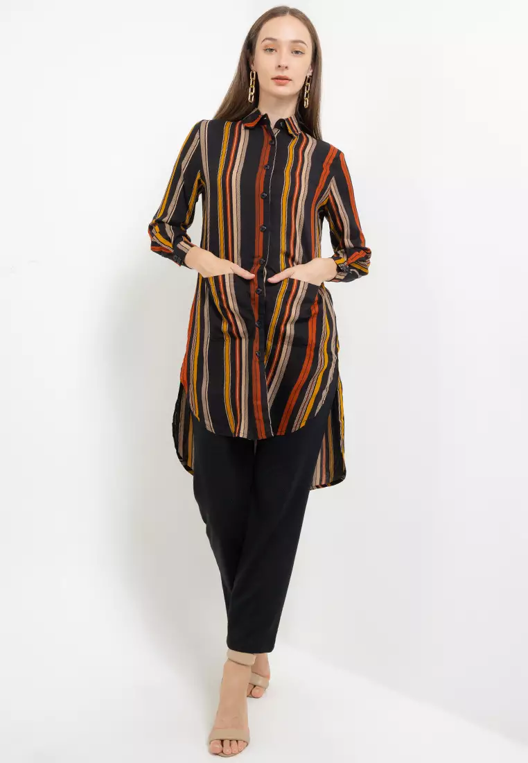 Tunik Motif Garis Warna