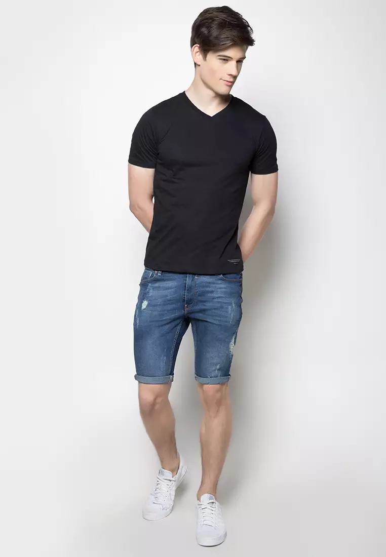 Basic Plain Cotton V Neck Vneck T-Shirt