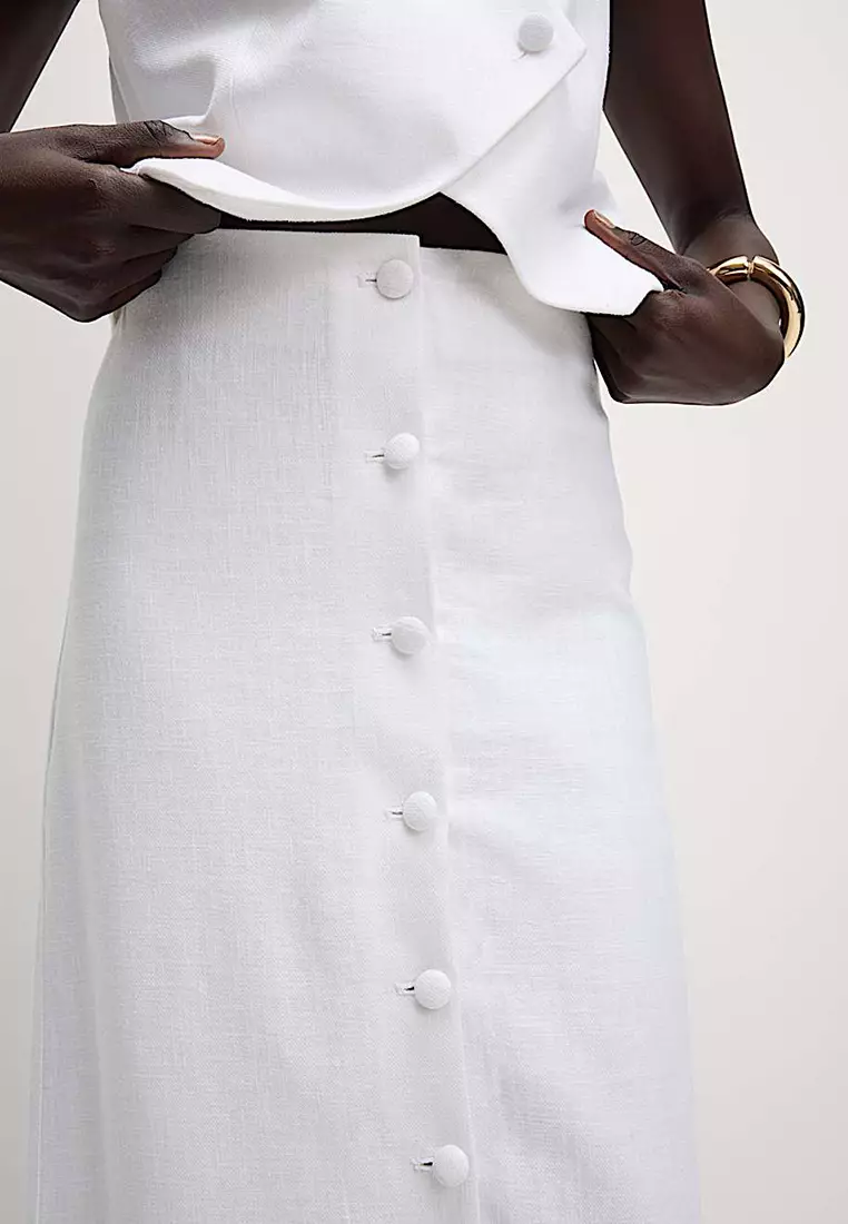 Twill Midi Pencil Skirt