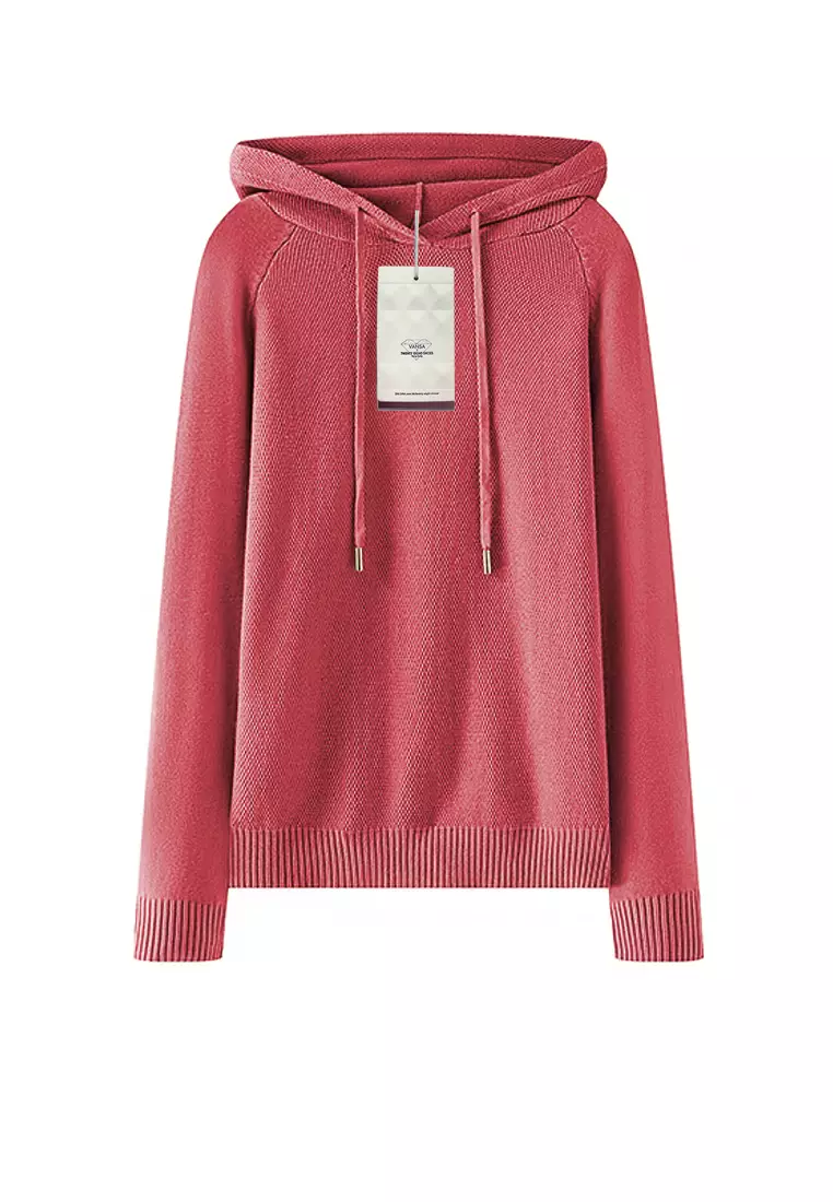 VANSASolid Color Hooded Knitted Sweater VCW-Kw-05232