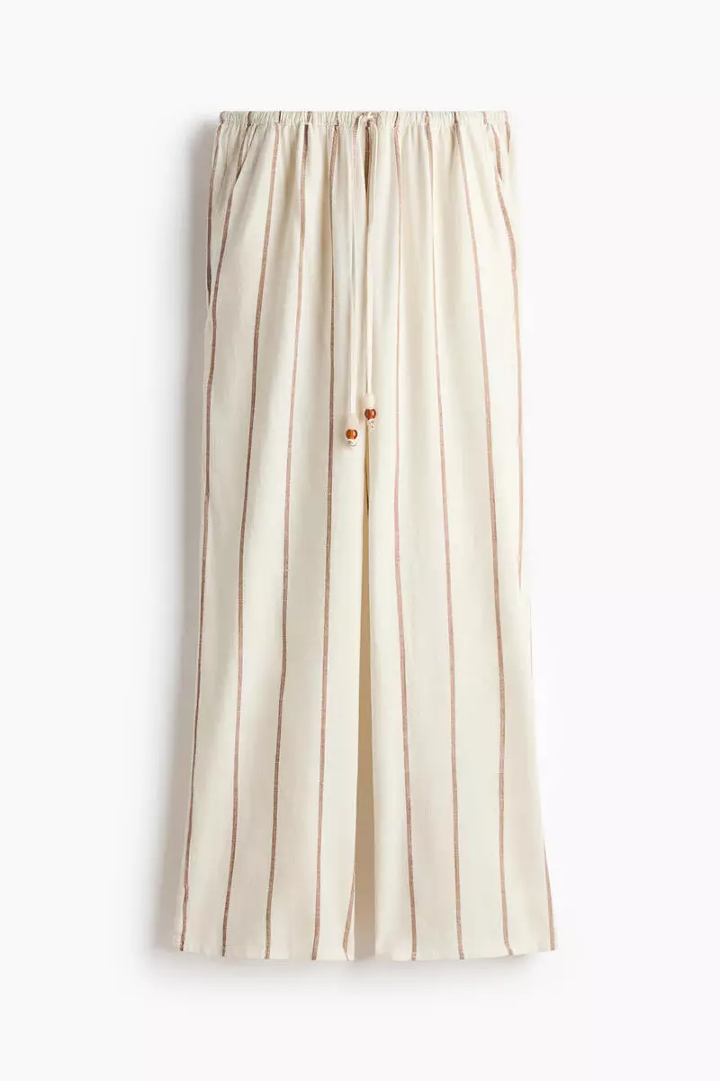 Linen-blend drawstring trousers