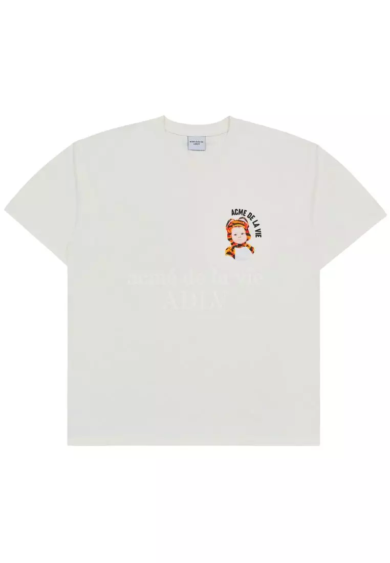 Mini Baby Face Baby Tiger Short Sleeve T-Shirt Cream