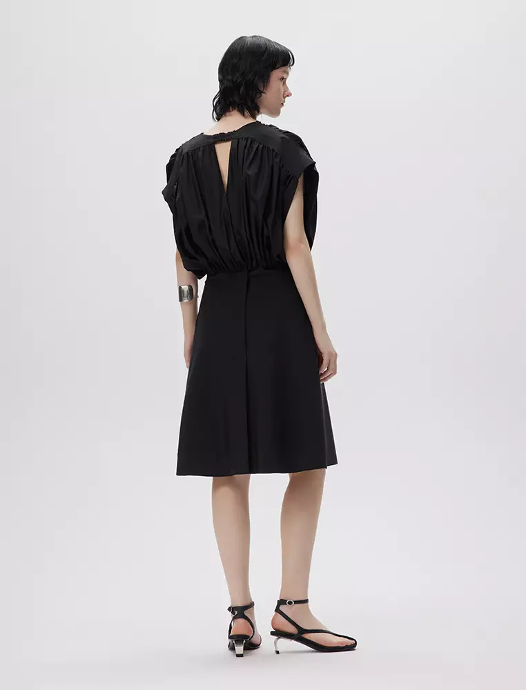 電力紡X型修身優雅無袖連衣裙