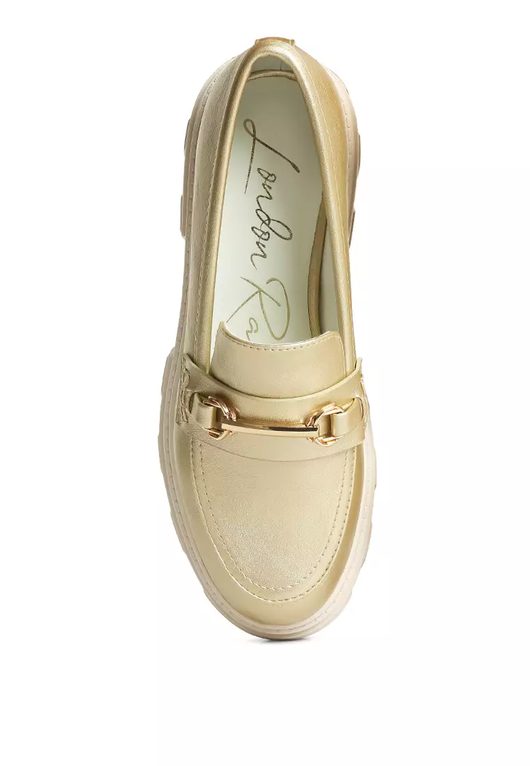 Gold platform loafers hot sale