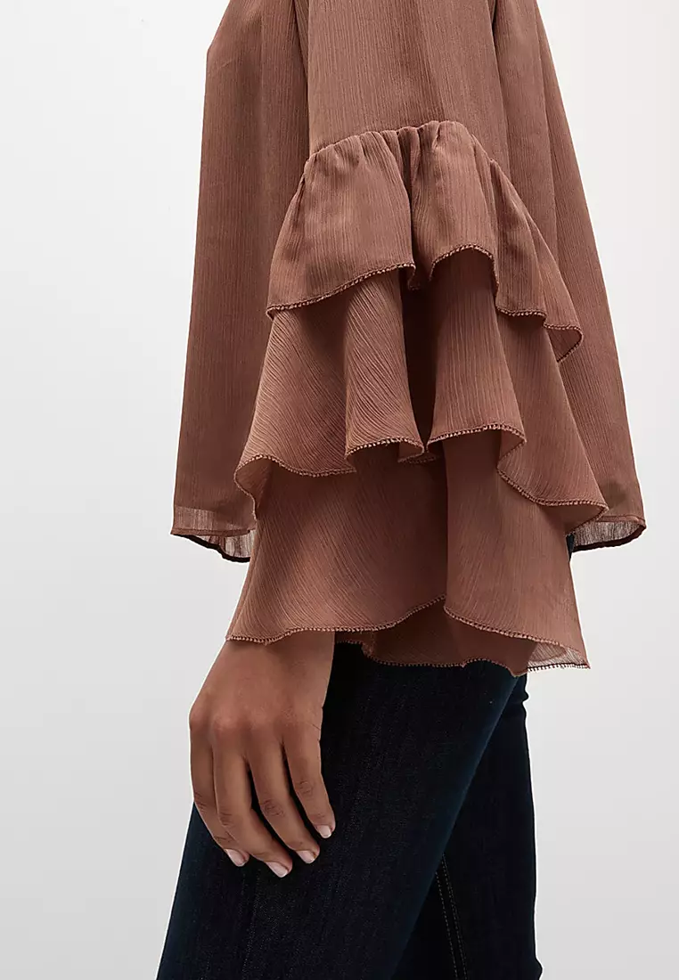 Tie Neck Frill Detail Blouse