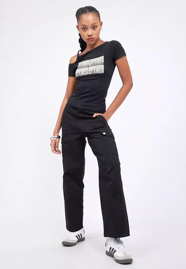 Denim Pants with Cargo Pocket
