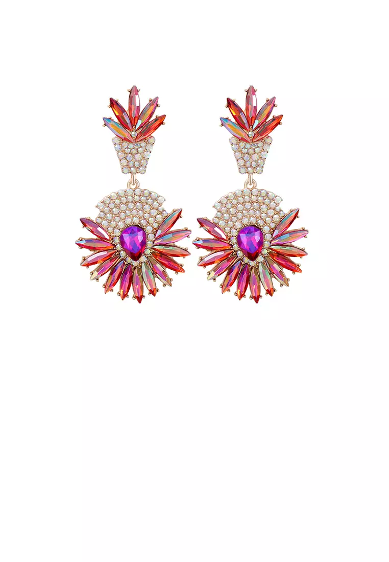 Red hotsell floral earrings