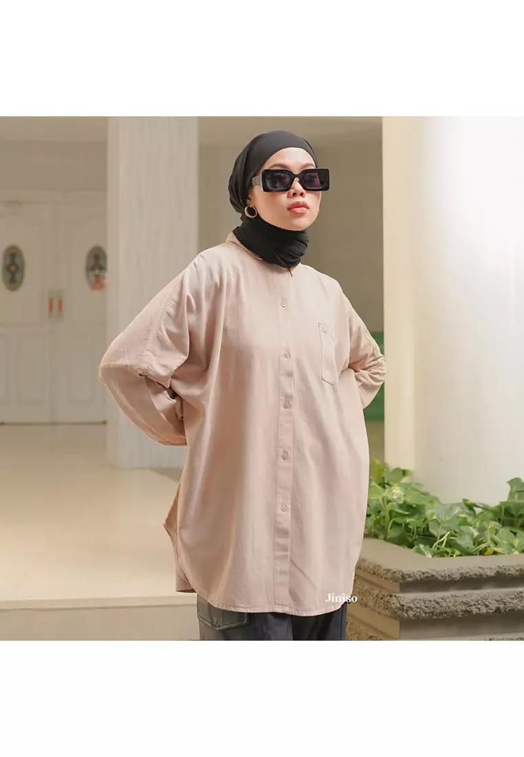 Kemeja Oversize Shirt Coco Milk HYPER ACTIVE