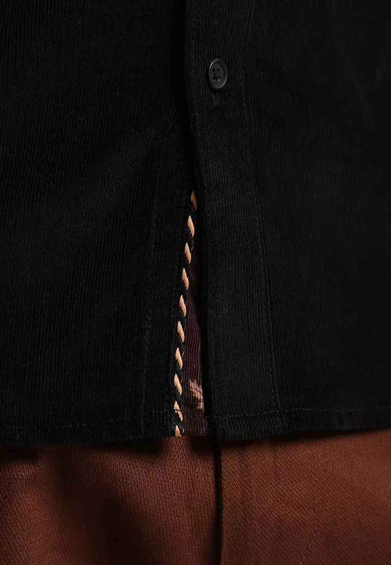 MOC - Kemeja Corduroy Pria Lengan Panjang Hammer - Black