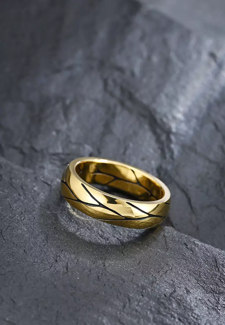 Buy HAPPY FRIDAYS Stylish Broken Texture Titanium Steel Ring JW QF ...
