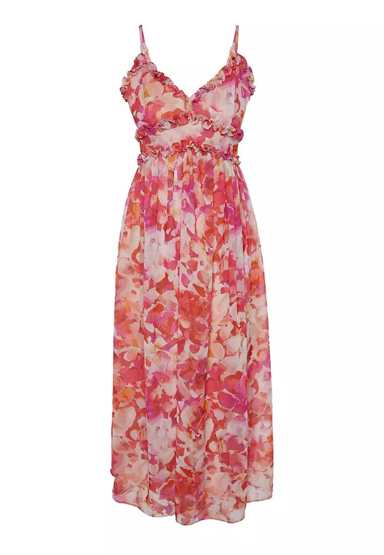 Frill Detailed Midi Dress