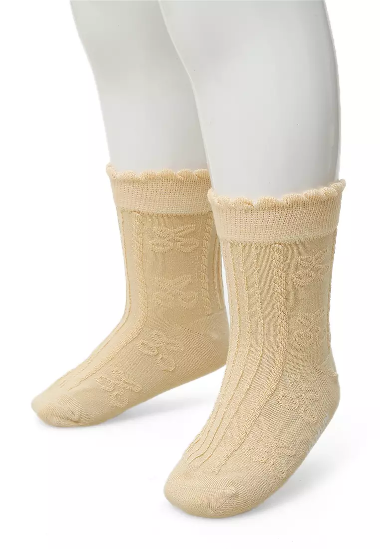 Candie Kaos Kaki Anak Wanita Motif Cherry Children's Socks Comportable Material Cotton ORIGINAL - Beige