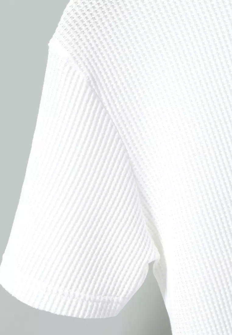 Kale Waffle White / Kaos Polos Tekstur Lengan Pendek Pria / Unisex
