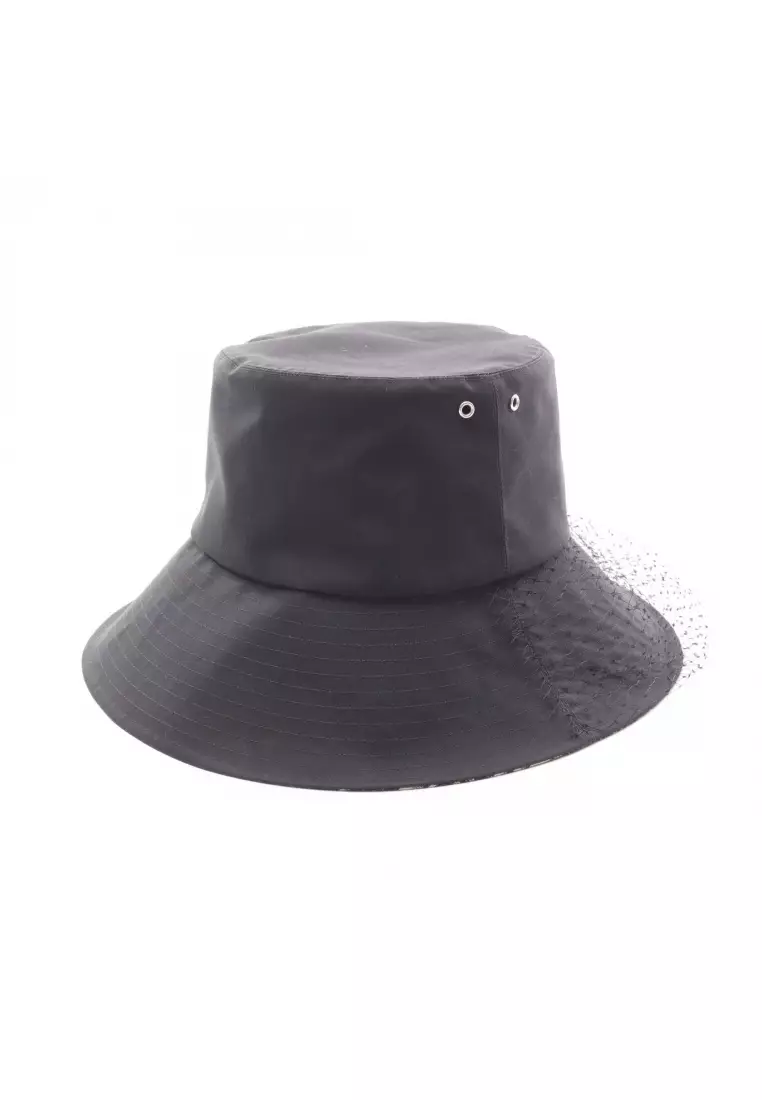 Pre-Loved Christian Dior TEDDY-D bob hat bucket hat cotton black With tulle