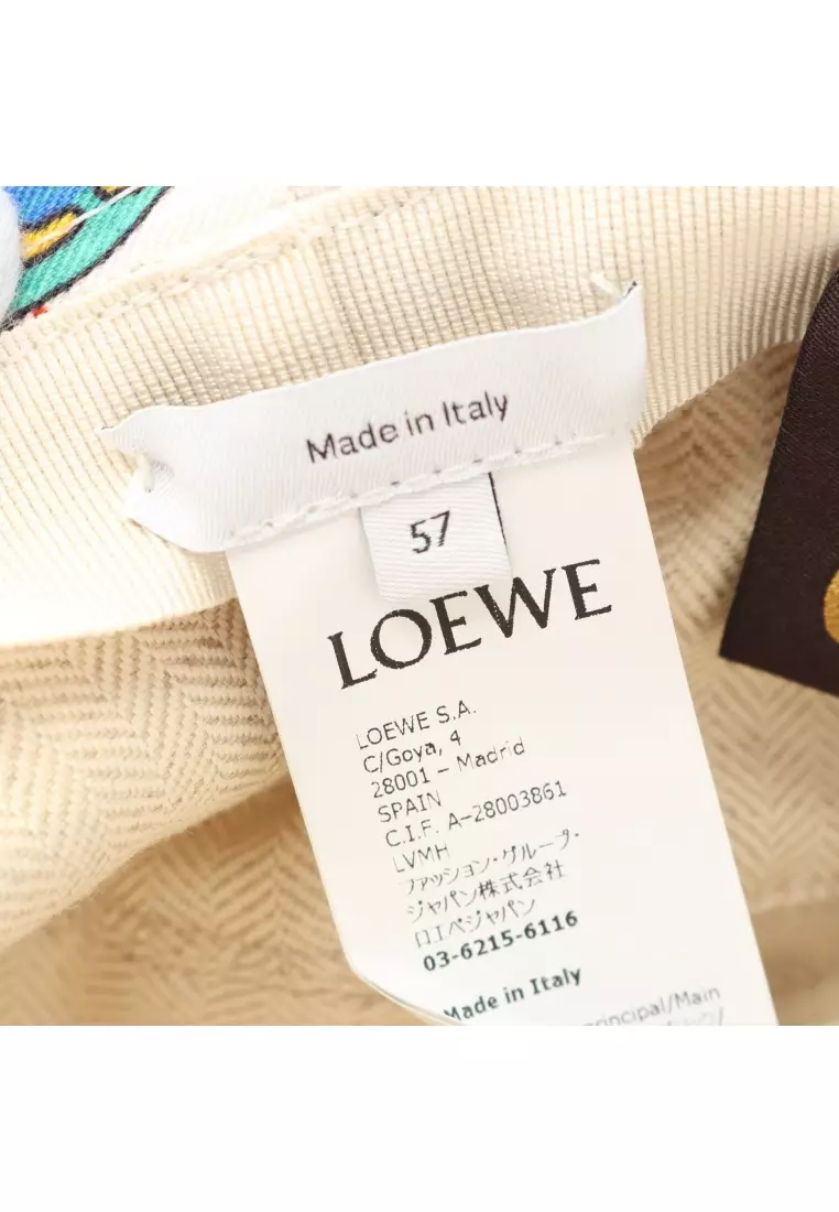 Pre-Loved LOEWE Paula’s Ibiza fisherman hat cotton white multicolor