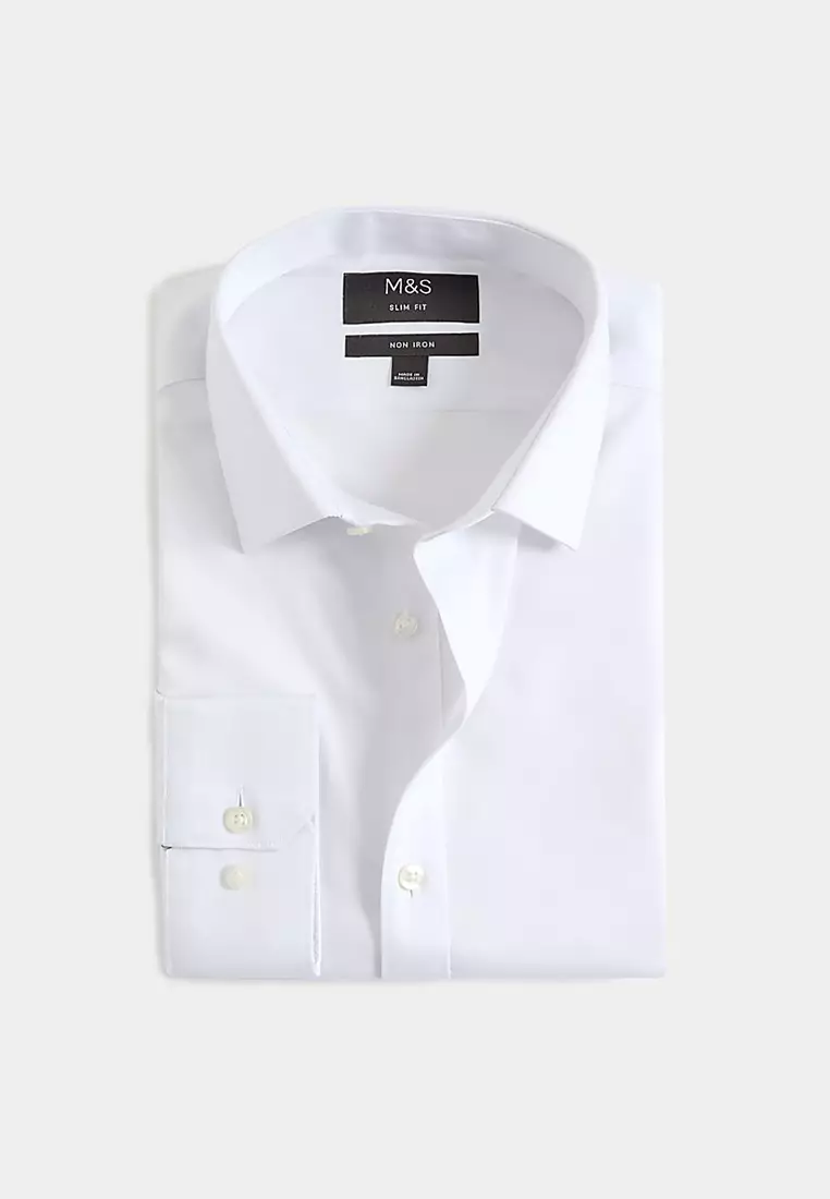 Slim Fit Non Iron Pure Cotton Textured Shirt