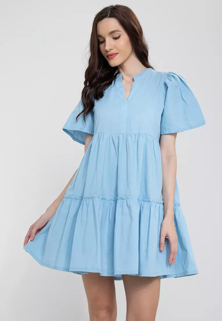 Buy OLIVIA Carrie Puff Sleeves Mini Linen Doll Dress 2024 Online ...