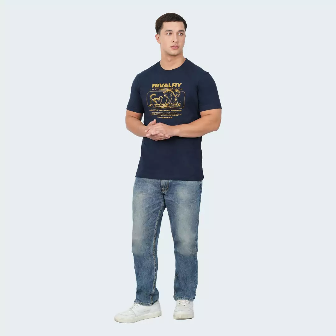 LGS - Kaos Grafis Pria - New Collection - Slim Fit - Youth - Gambar Sablon - Slim Fit - Katun - Navy - GTS.878.N305.01.C