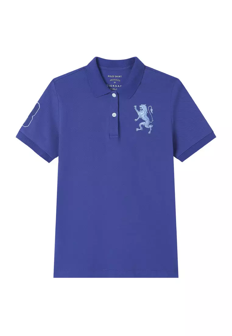Men's Lion Embroidery Slim Short Sleeve Polo 01016222