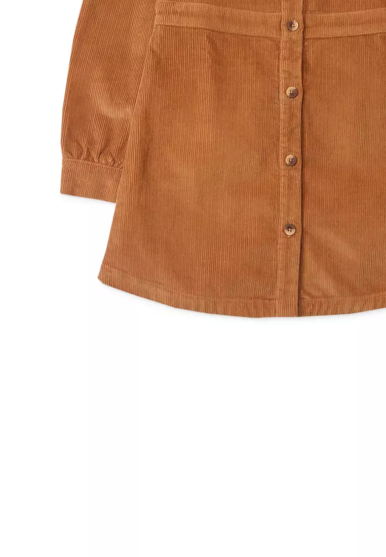 Girls Mutton Sleeves Button Down Dress