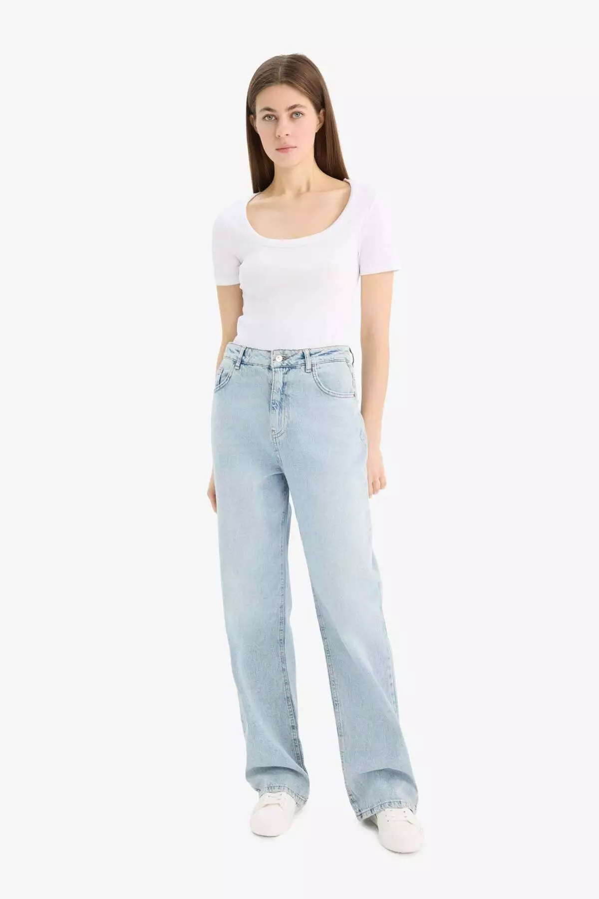 Slim Fit Slim Fit Crew Neck Basic Plain Ribbed Camisole Short Sleeve White T-Shirt F0684Ax25Sp