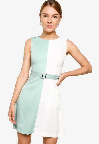 Jual Zalora Sleeveless Color Block Belted Dress Original Zalora Indonesia