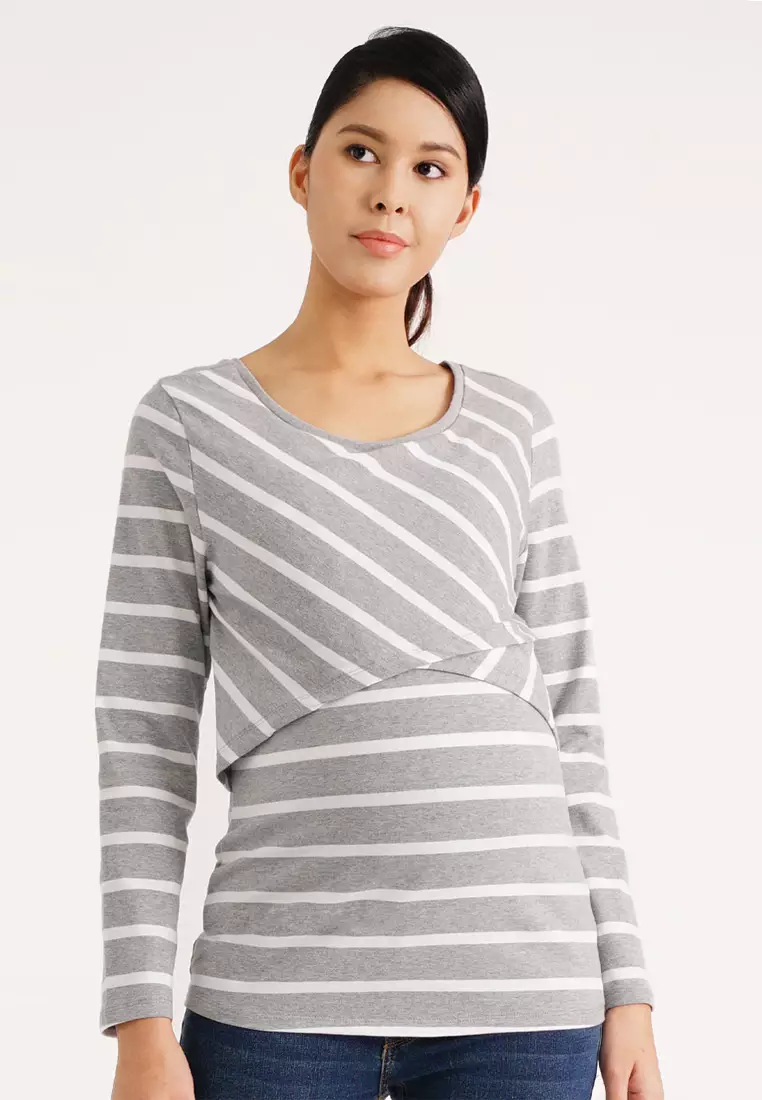 Easy Fit Striped Maternity & Nursing Top