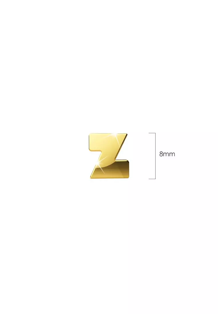 Bold Initial Alphabet Letter Earrings Gold Layered Steel Jewellery- Z
