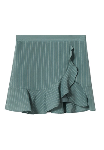 MANGO KIDS green Ruffled Striped Skirt 55BF9KA09C64B8GS_1