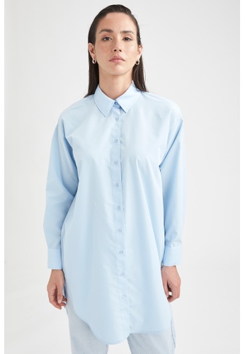 DeFacto 藍色 Long Sleeve Shirt Tunic E921CAA30C3E3AGS_1