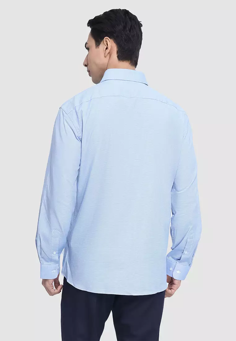 Slim Fit Solid Cotton Long Sleeve Dress Shirt