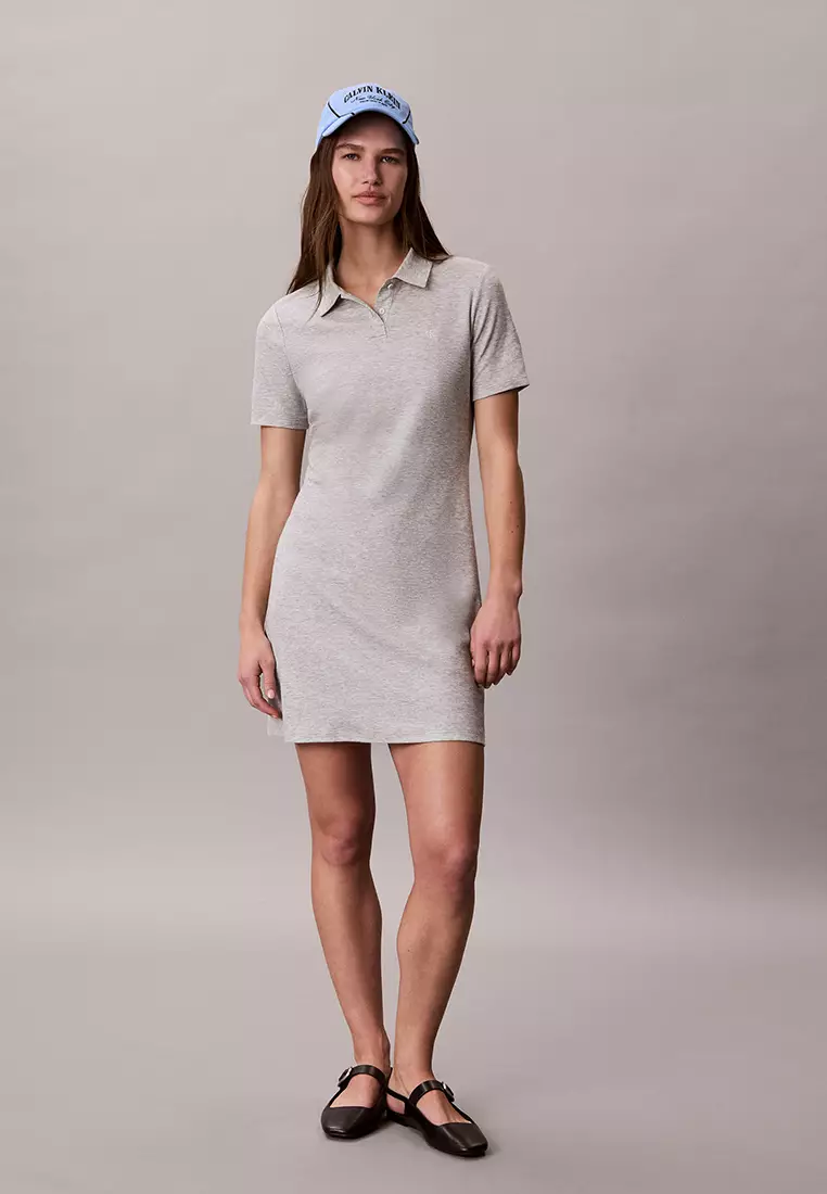 Cotton-Lyocell Drape Polo Dress - Calvin Klein Jeans