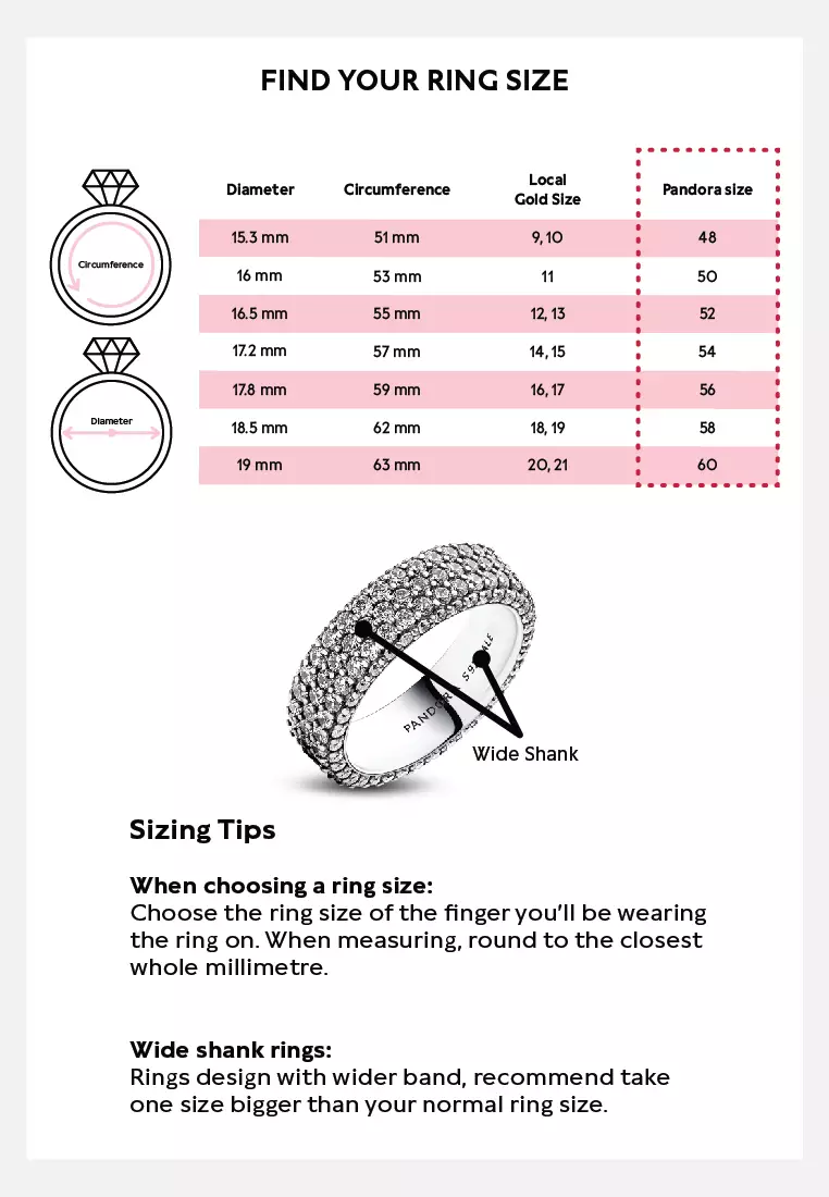 Pandora ring sizing sales