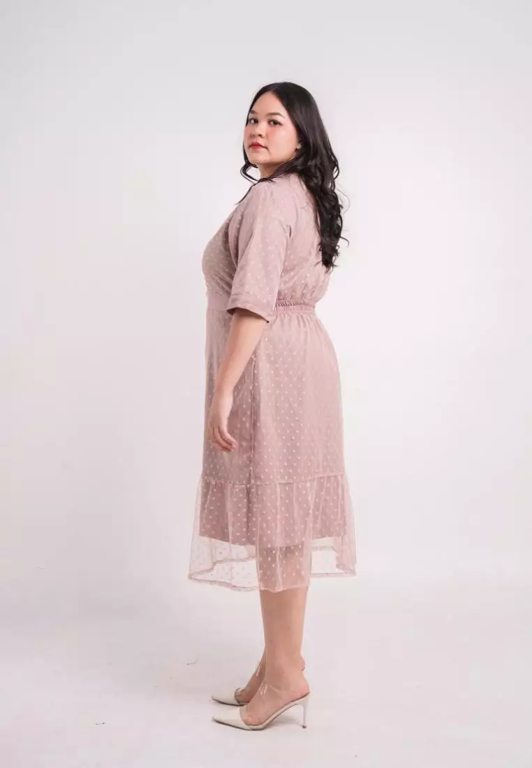Plus Size Party Dress Juliette Nude Pink