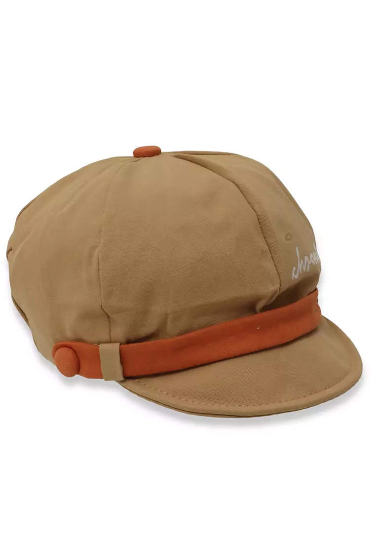 Otieno Aksesoris Fashion Topi Beret Anak Unisex Funny Design Kids Hat Material Cotton ORIGINAL - Light Brown