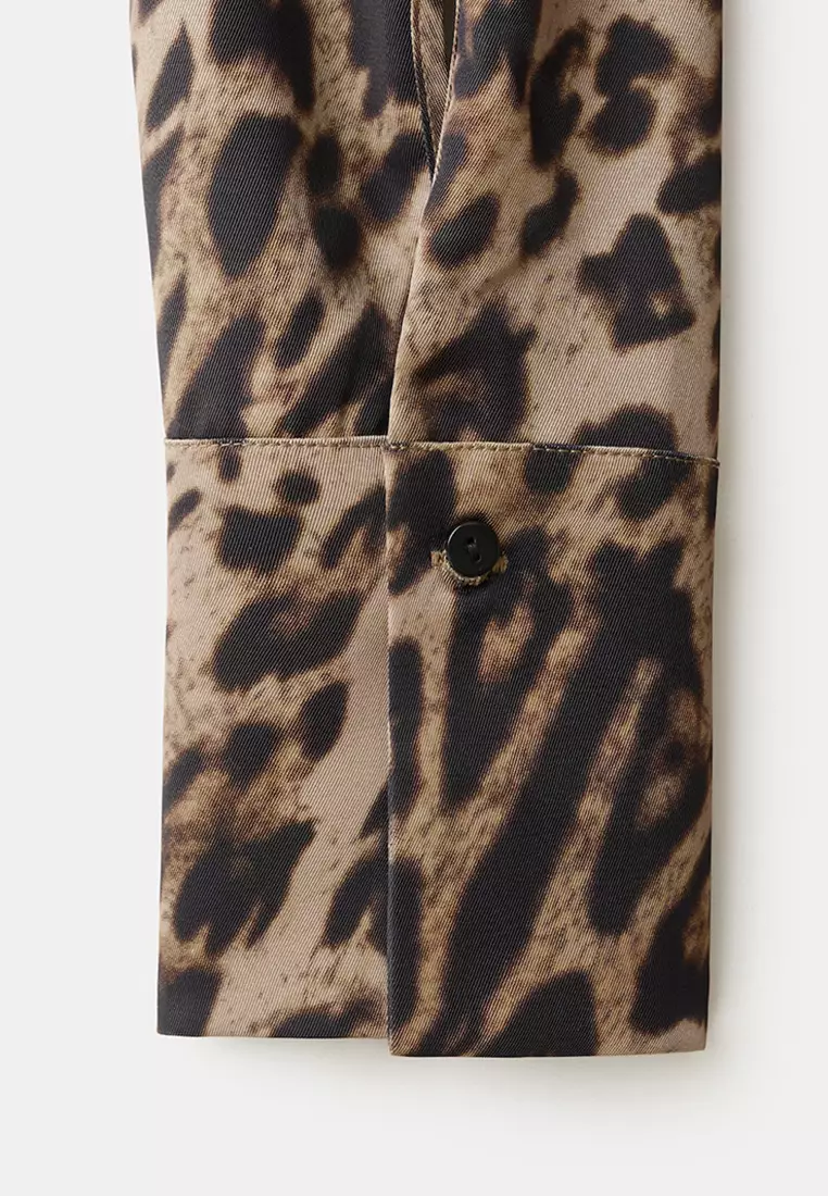 Animal-Print Blouse With Scarf