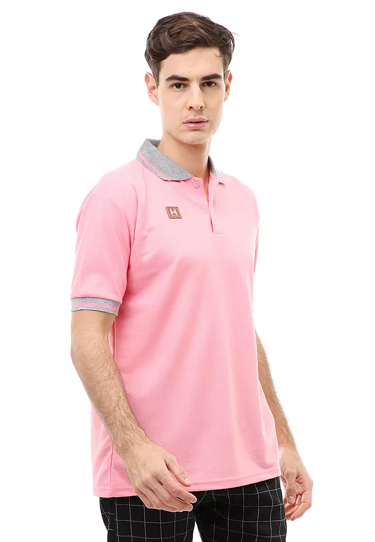 Jack T-Shirt Atasan Kasual Kaos Polos Pria Kerah Lengan Pendek Material Cotton ORIGINAL - Pink