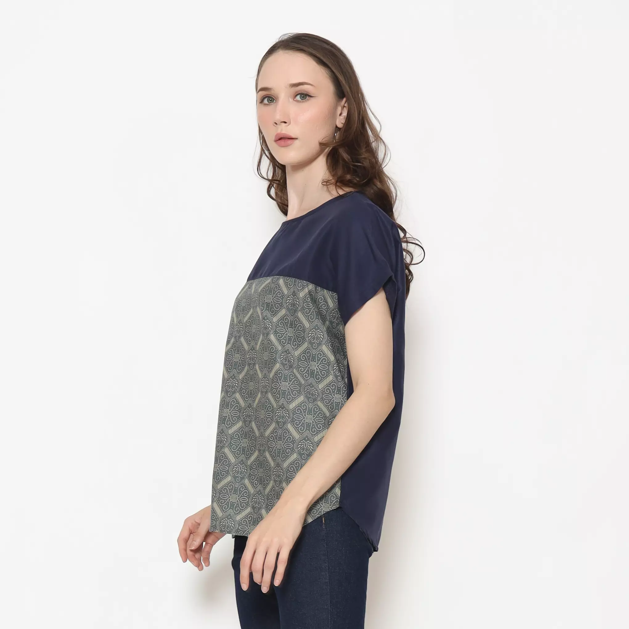 Blouse Batik Wanita - Bhatara Batik Forever - Atasan Batik Modern Lengan Pendek