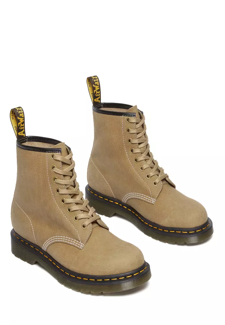 1460 Tumbled Nubuck Leather Lace Up Boots Tan Brown Women