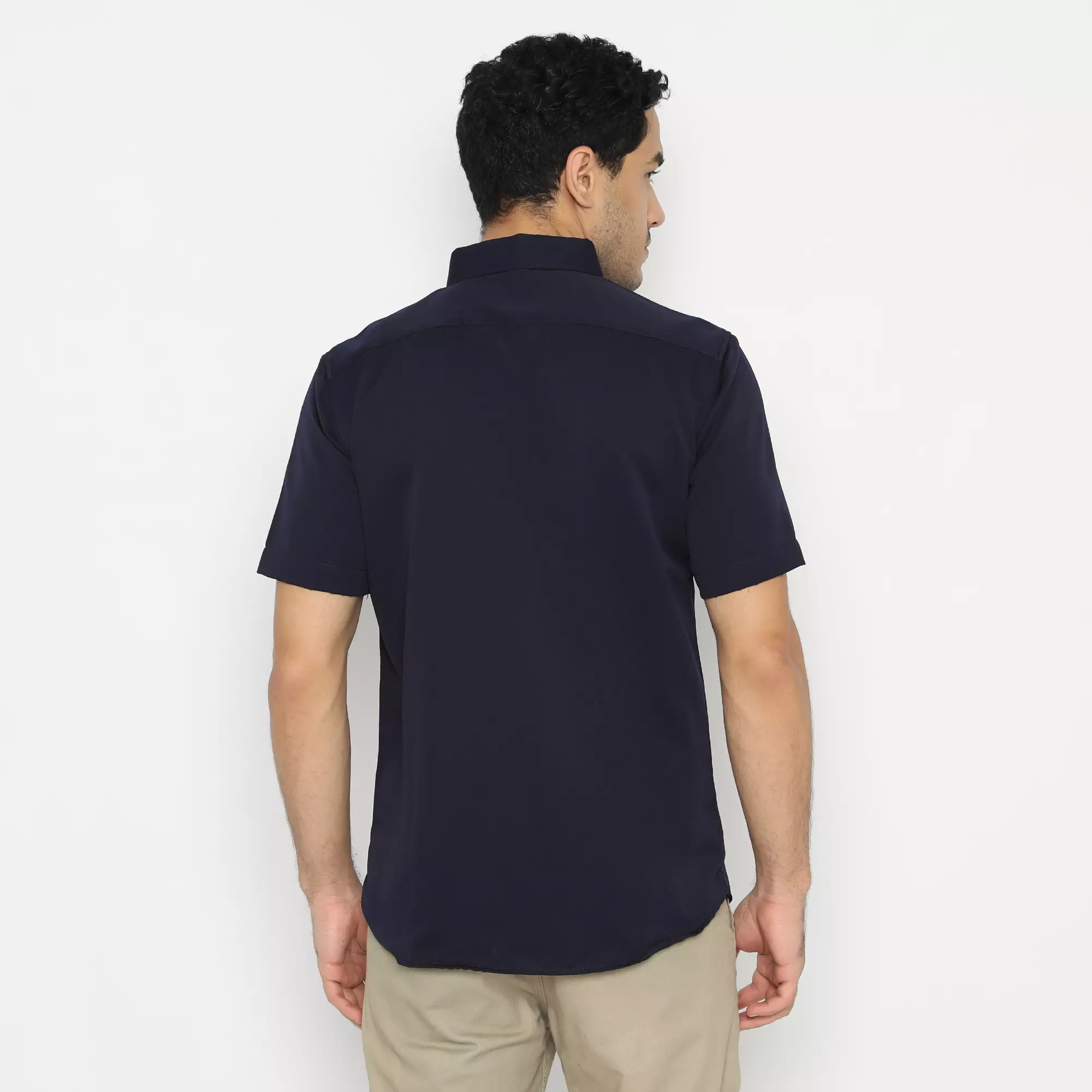 Platini Kemeja Polos Basic Pria Pendek Polinosic Navy 63104